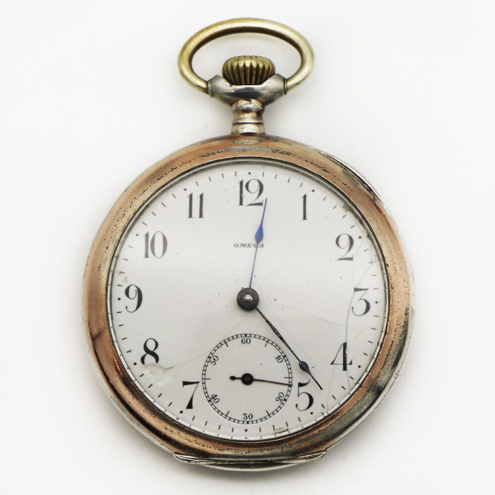 Omega Antique  Open Face .800 Silver Early 1900s Swiss Mechanical Pocket Watch